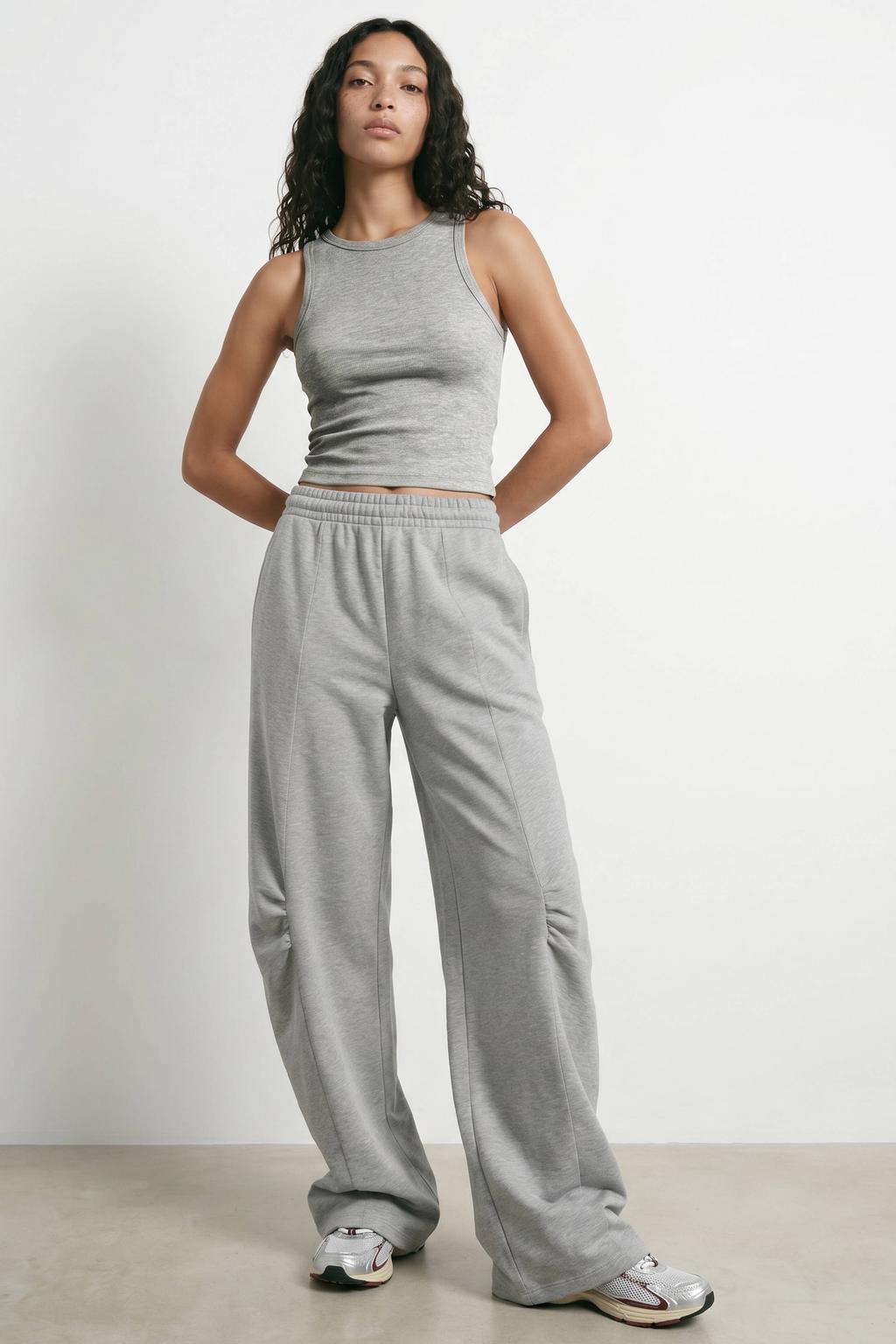 HYPEDROP loose fit casual broek met plooien - grijs