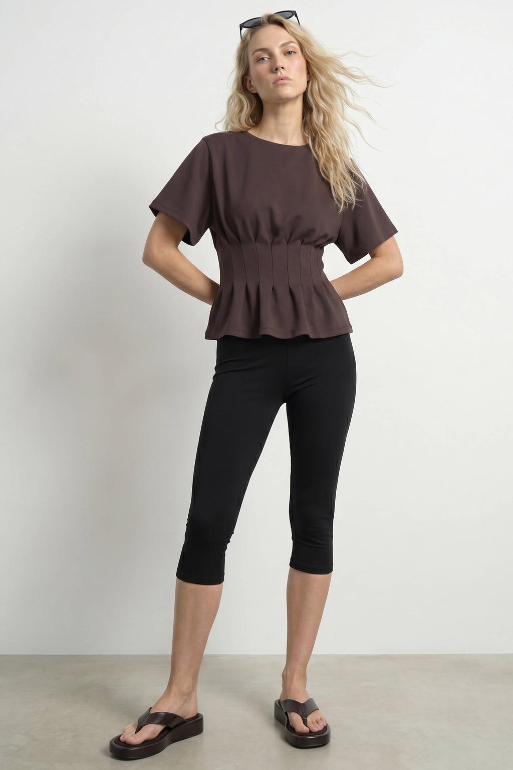 HYPEDROP top met peplum - bruin