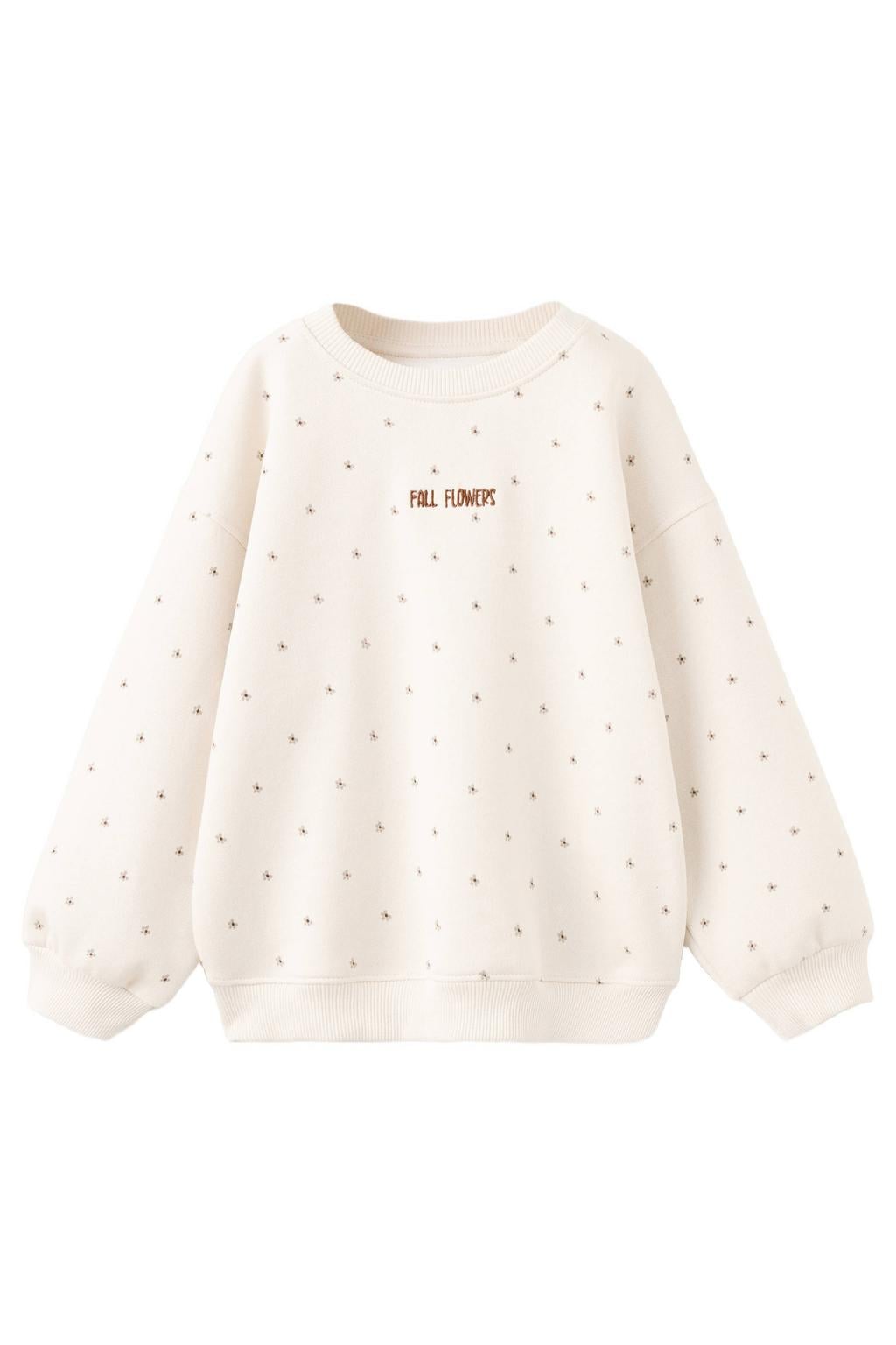 Mango Kids gebloemde sweater - ecru