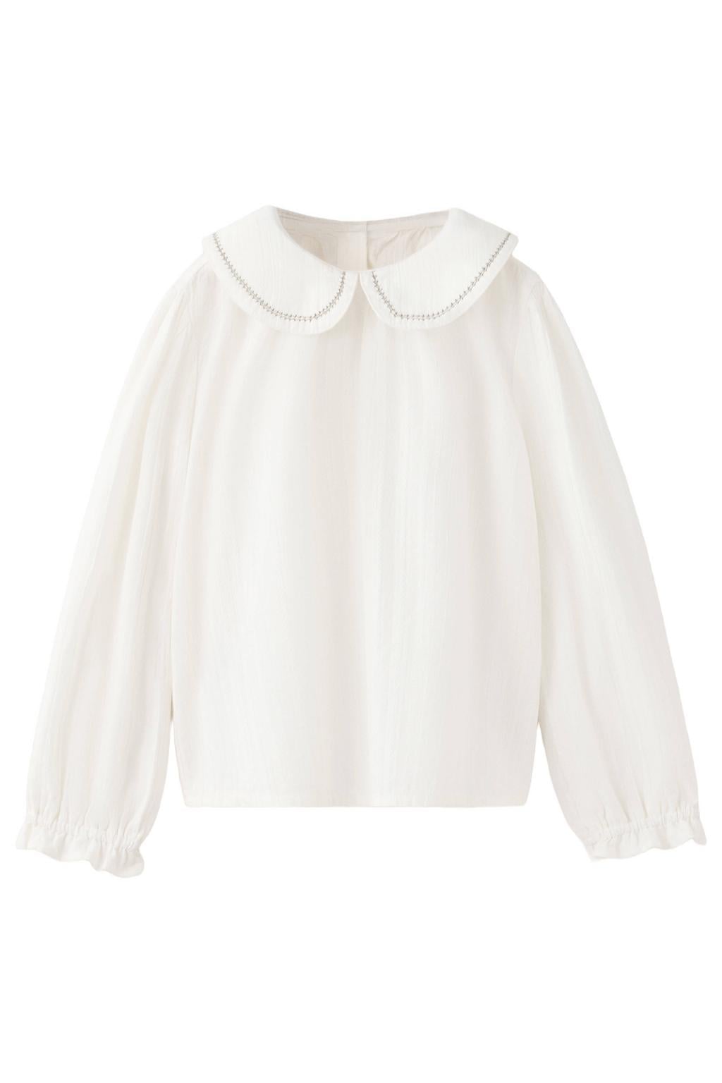 Mango Kids blousetop met borduursels - naturel wit