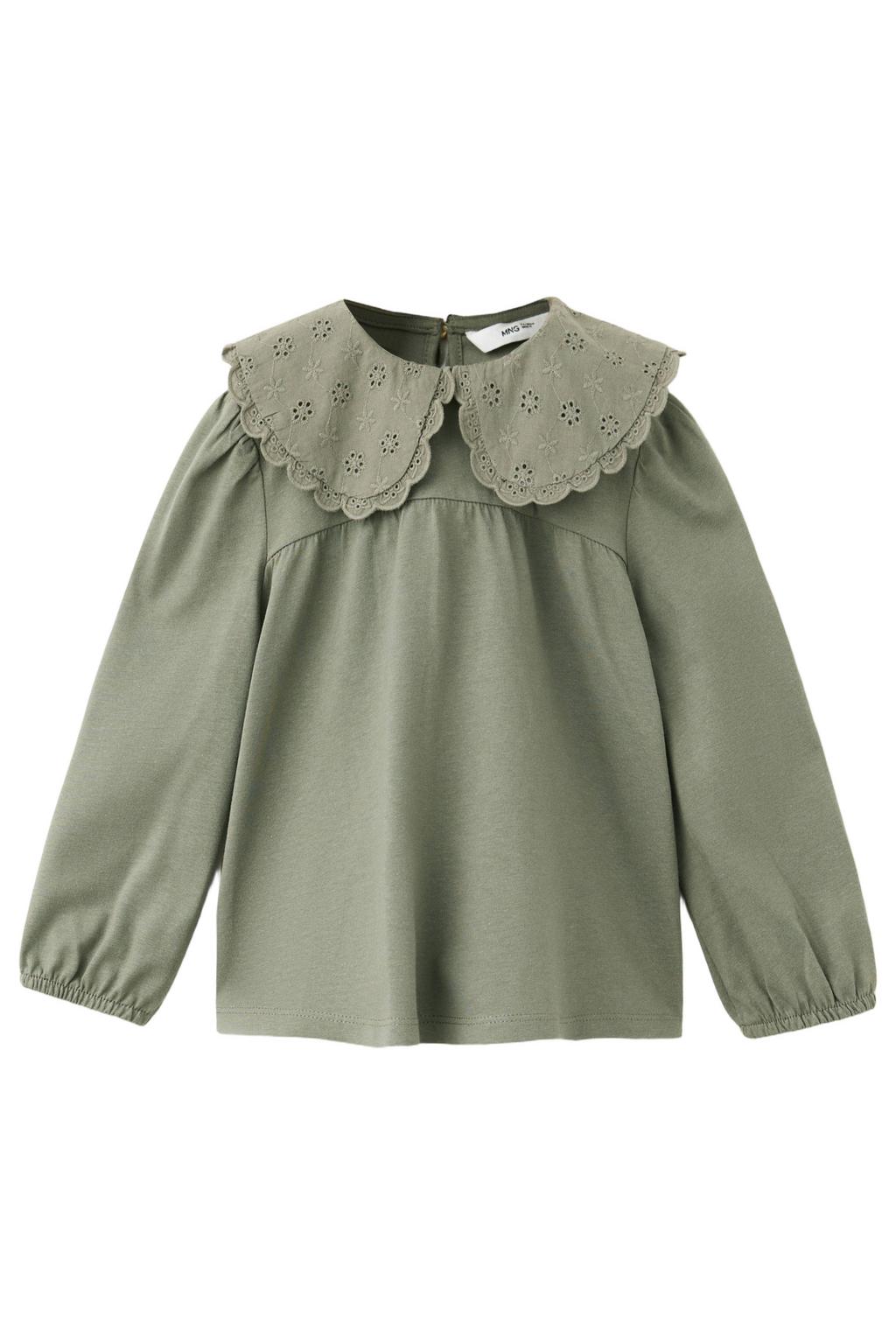 Mango Kids blousetop met borduursels - middengroen