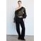 Mango semi-transparante blouse met ruches en stippen - donkergroen