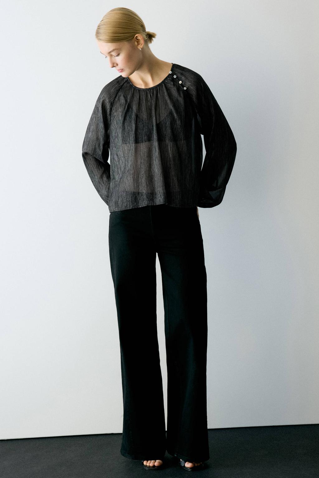MANGO TEEN semi-transparante blousetop - zwart