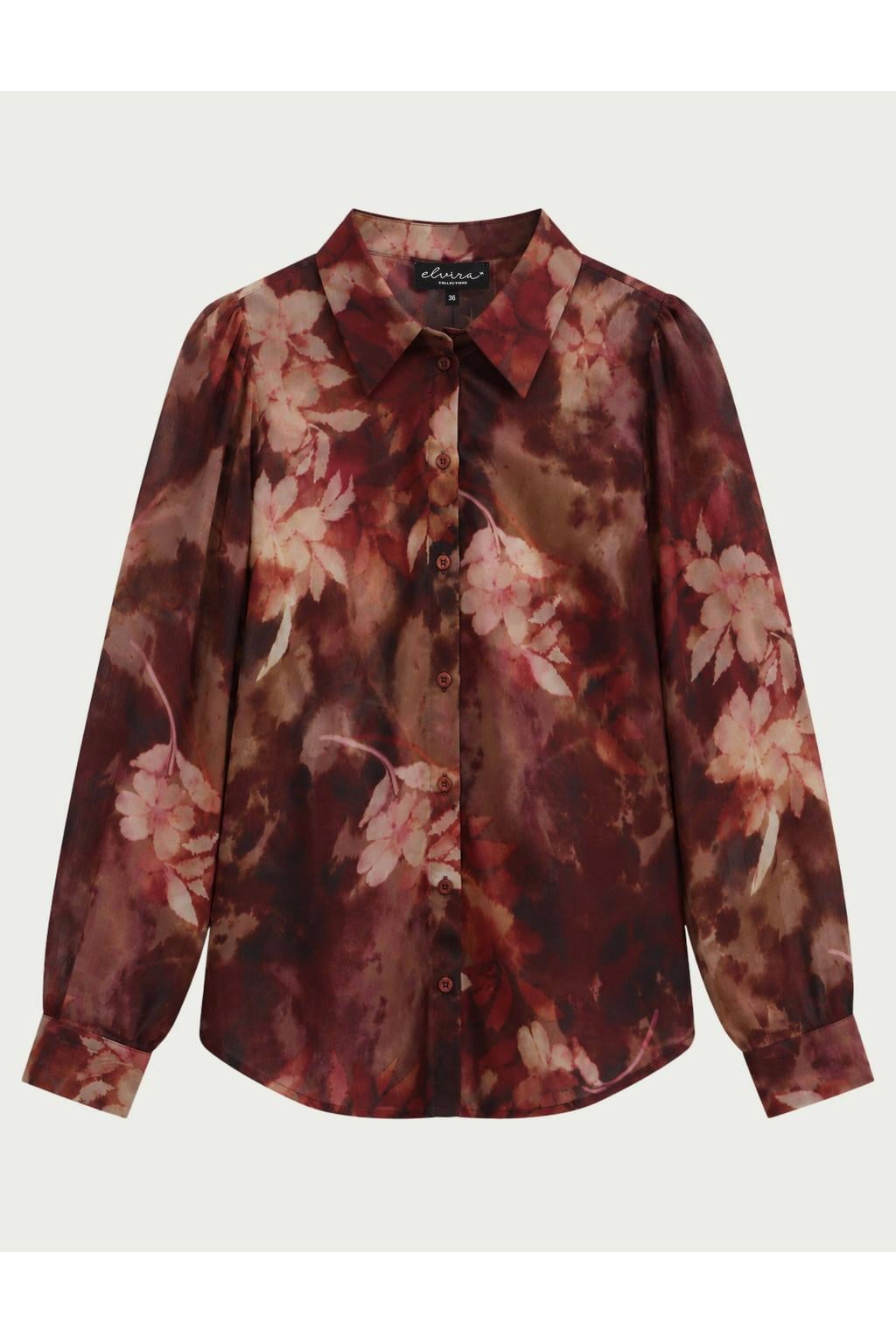 Elvira Collections gebloemde blouse - donkerrood