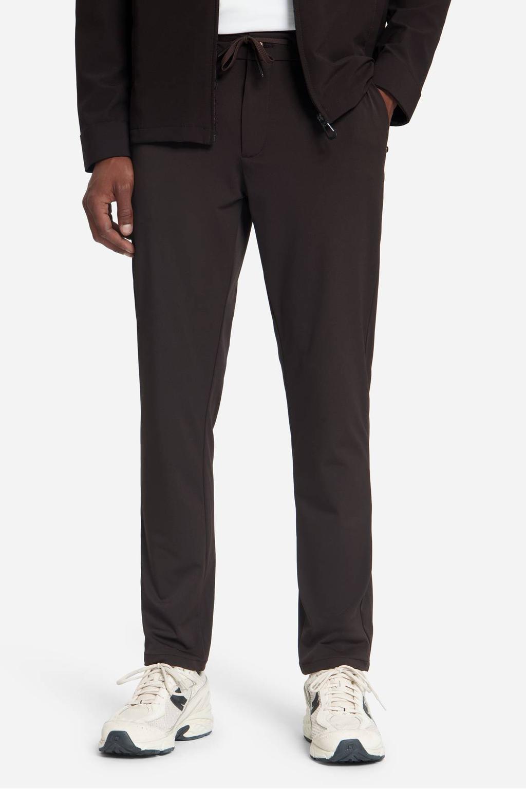 No Excess travelstof relaxed fit chino - donkerbruin