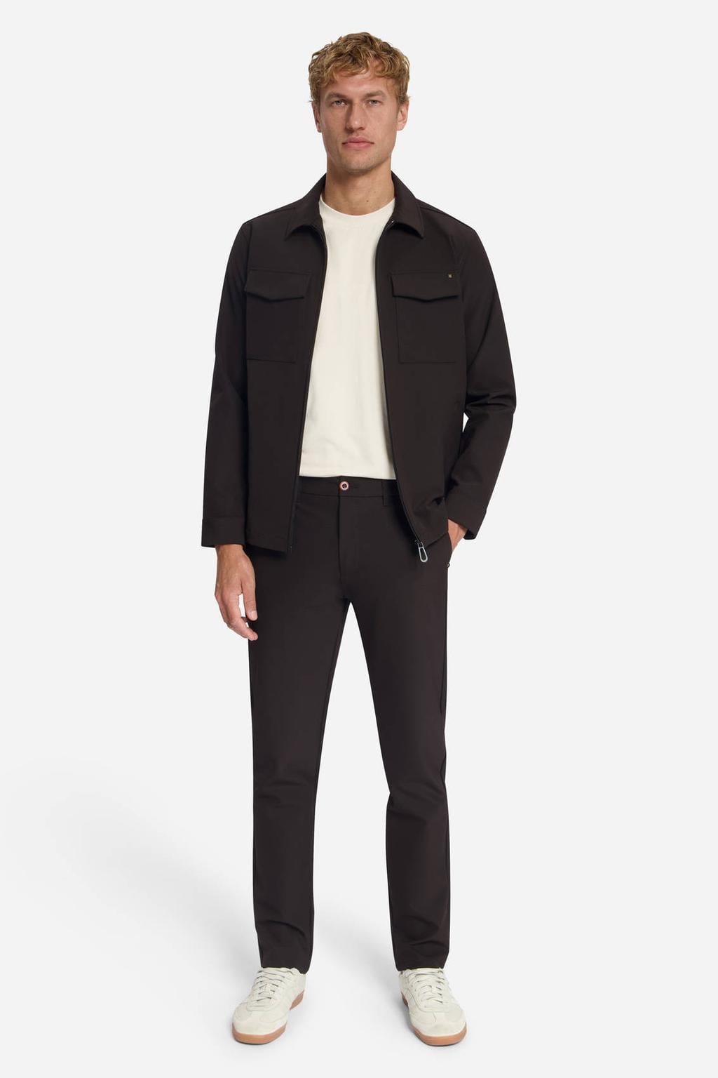 No Excess travelstof regular fit chino - donkerbruin