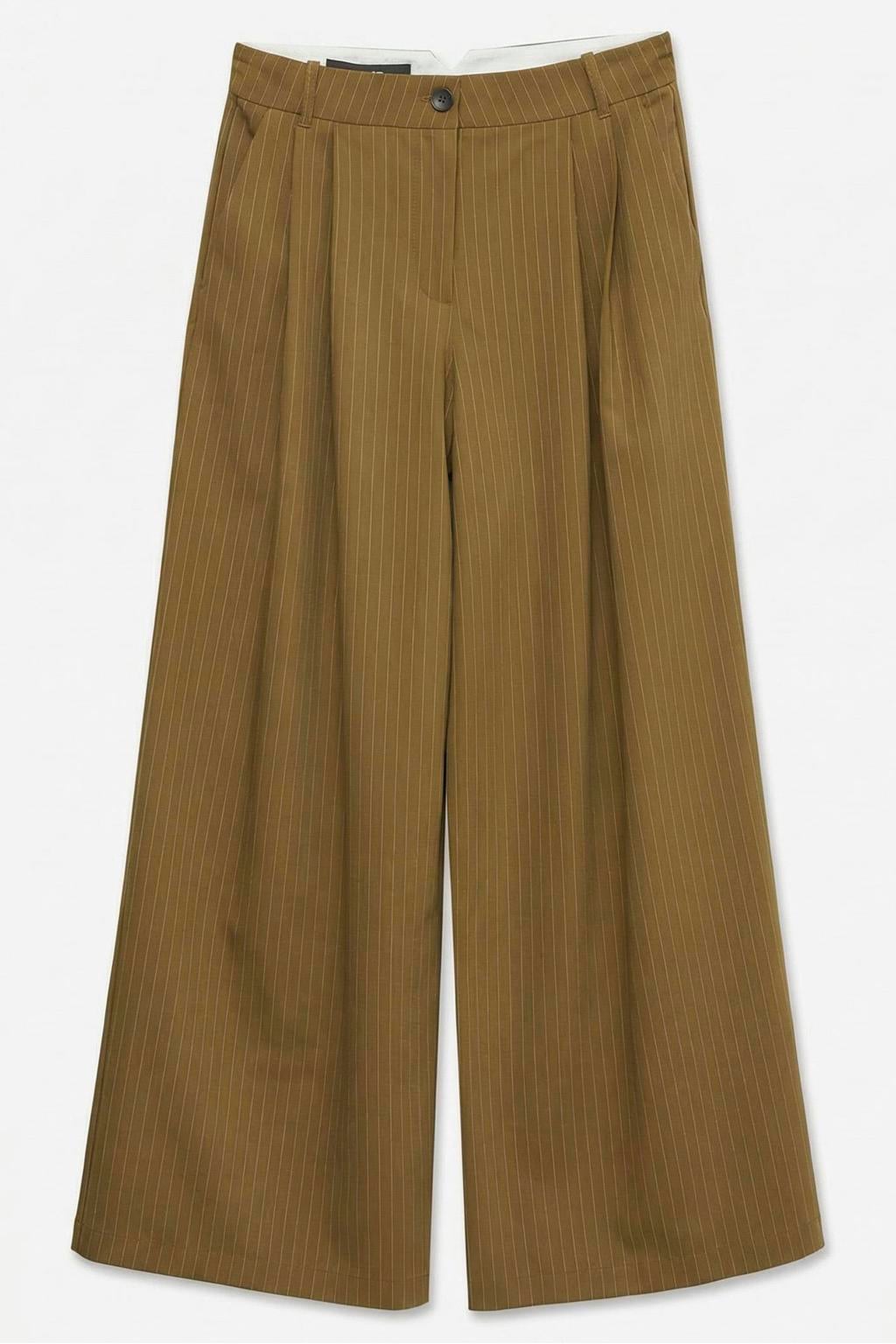 VERO MODA wide leg casual broek met krijtstreep - bruin