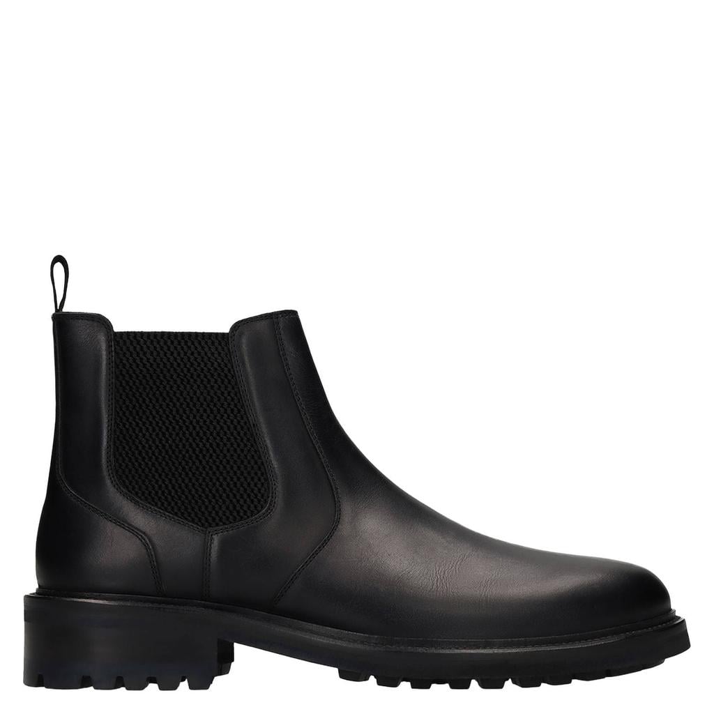 Manfield leren chelsea boots met profielzool - zwart