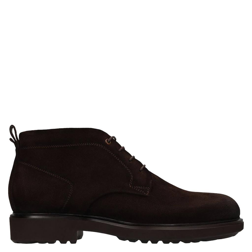 Manfield suède veterboots met profielzool - bruin