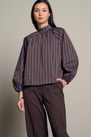 gestreepte top - donkerbruin/blauw