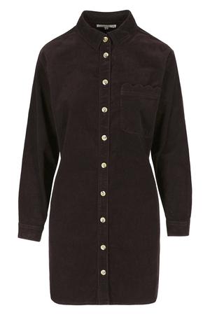corduroy korte blousejurk - aubergine