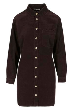 corduroy korte blousejurk - aubergine