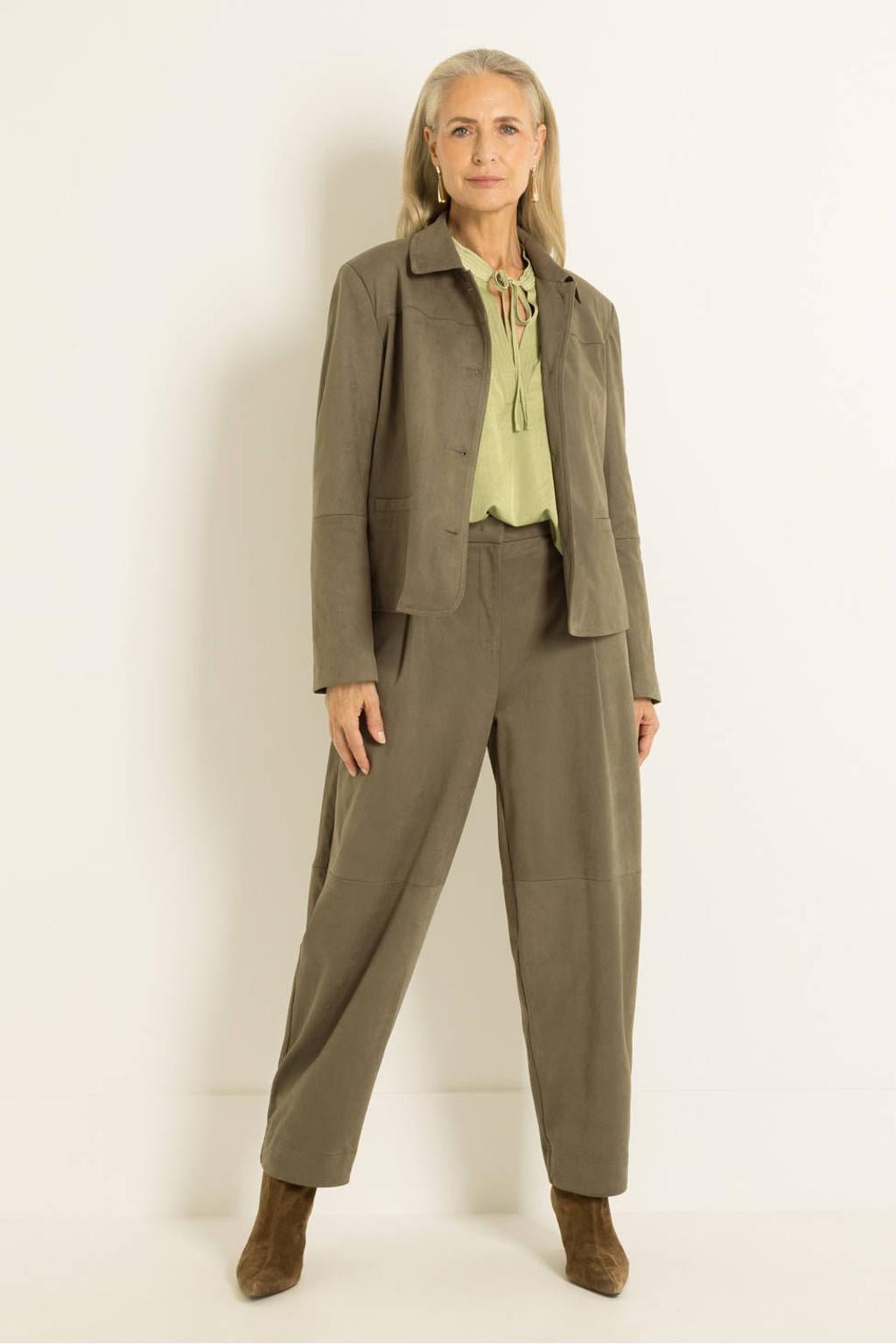 Claudia Sträter suède barrel broek - kaki