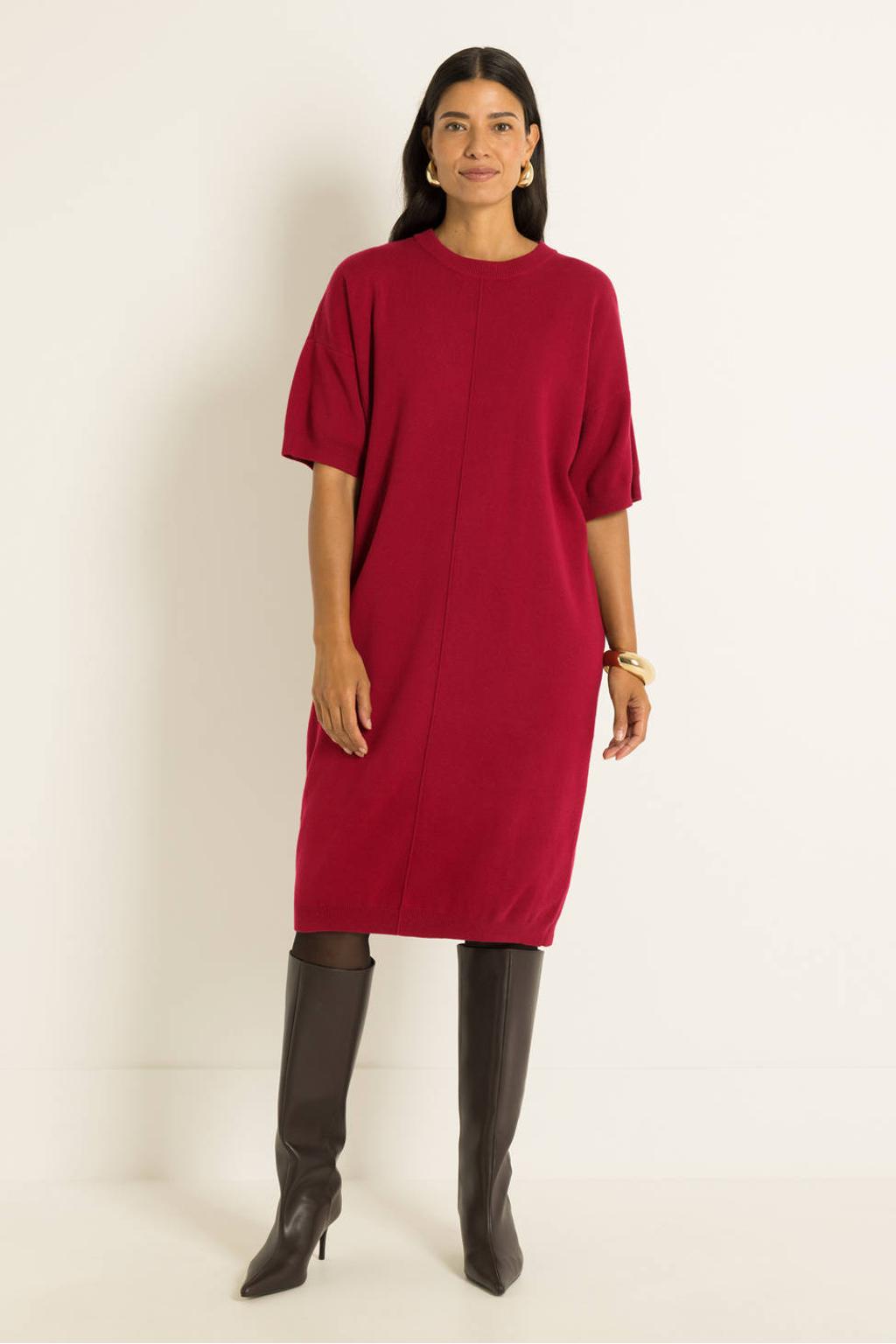 CLAUDIA BY CLAUDIA STRÄTER gebreide midi jurk - rood