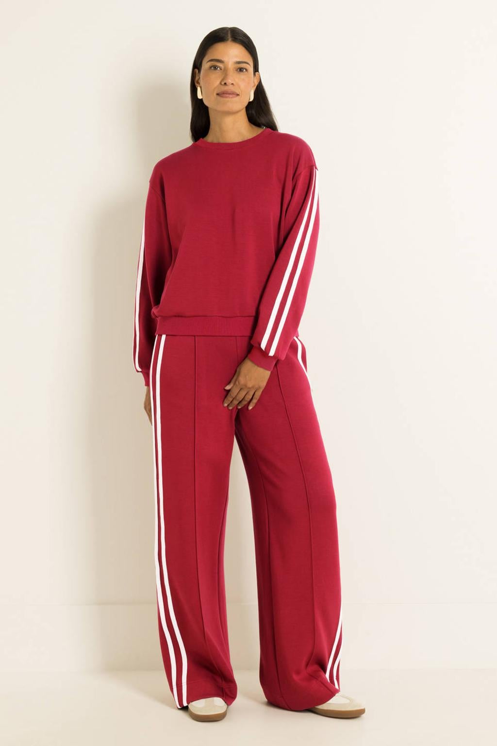 CLAUDIA BY CLAUDIA STRÄTER wide leg casual broek - rood/wit
