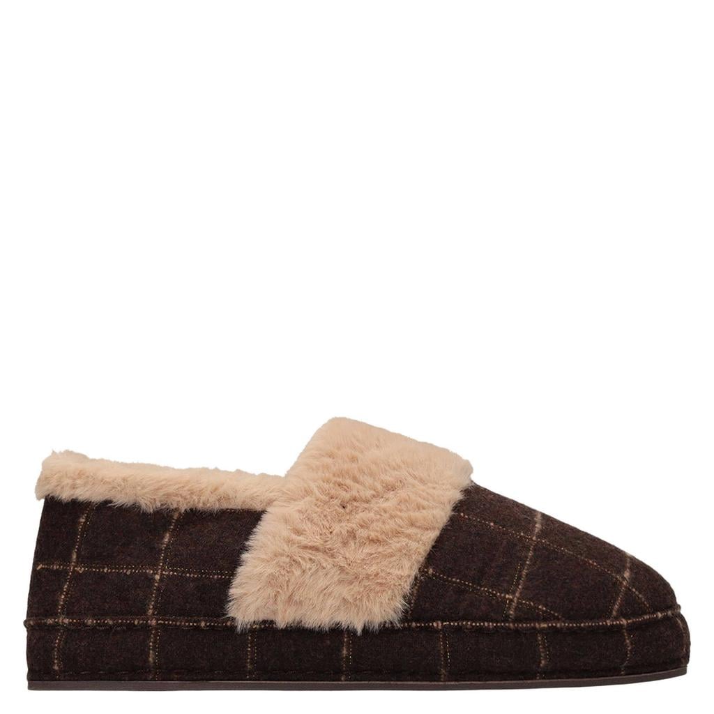 Manfield geruite pantoffels - bruin