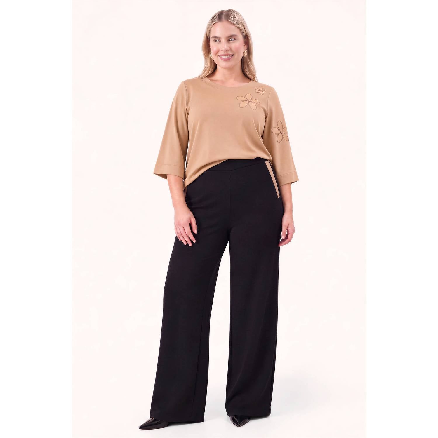 YOEK Plus Size top lichtbruin