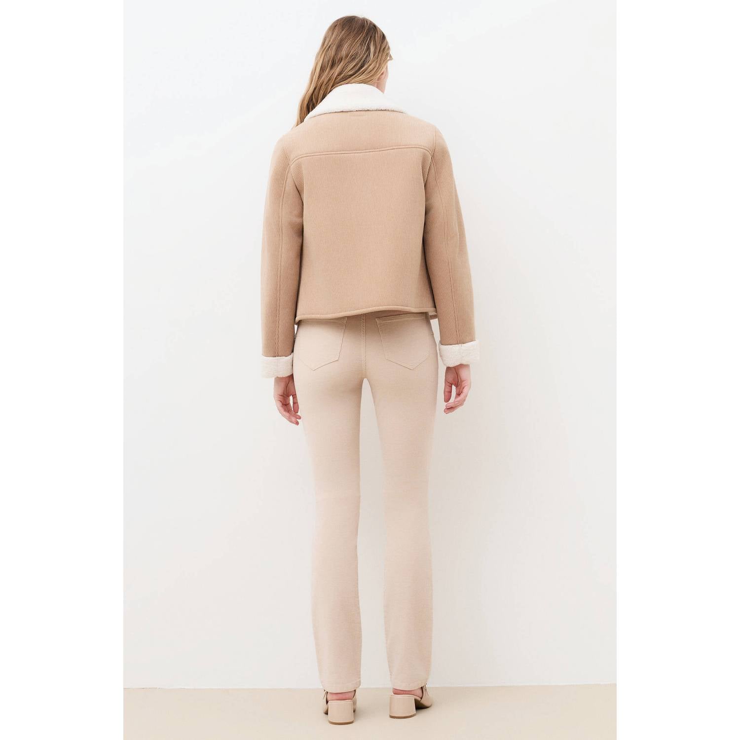 Caroll suèdelook imitatieleren jas beige ecru