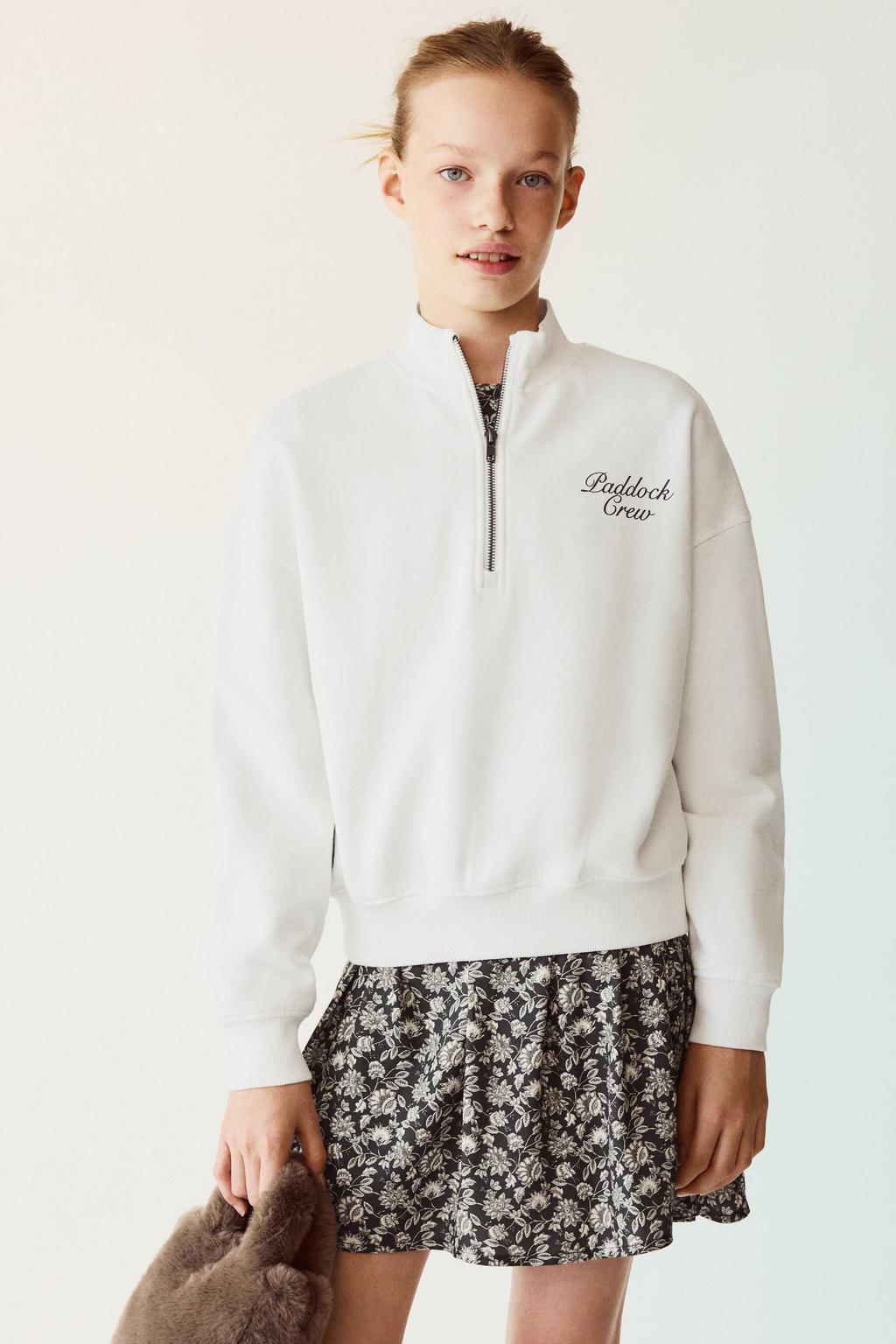 Mango Kids sweater met backprint - naturel wit