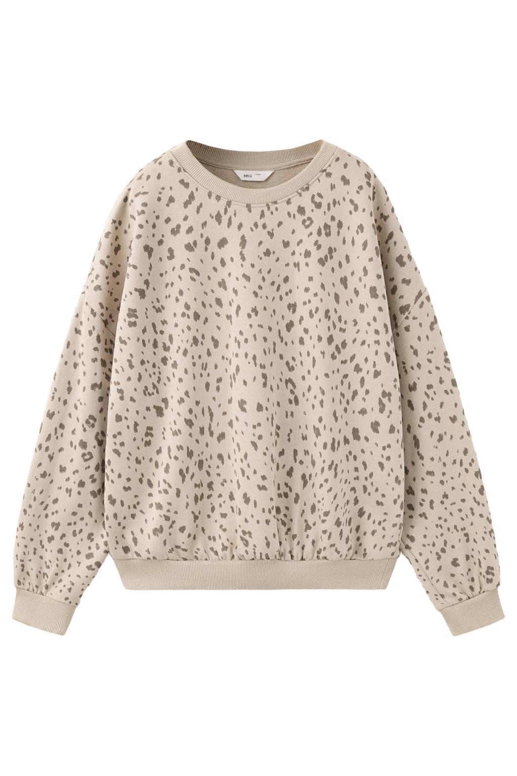 Mango Kids sweater met panterprint - pastelbruin