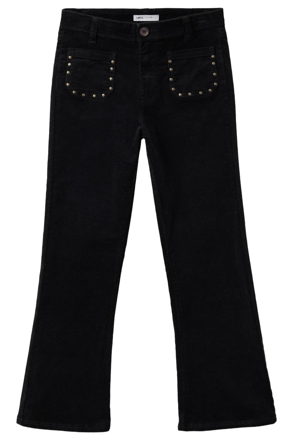 Mango Kids corduroy flared broek met studs - zwart
