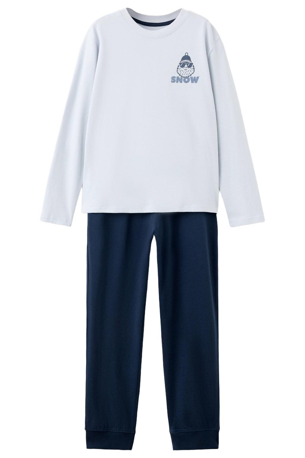 Mango Kids pyjama met backprint - grijs/blauw