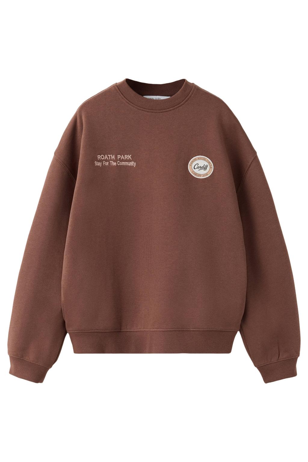 Mango Kids sweater met backprint - donkerbruin