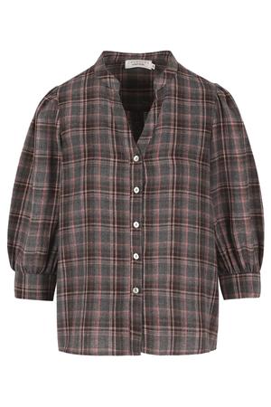 geruite blouse - grijs/roze