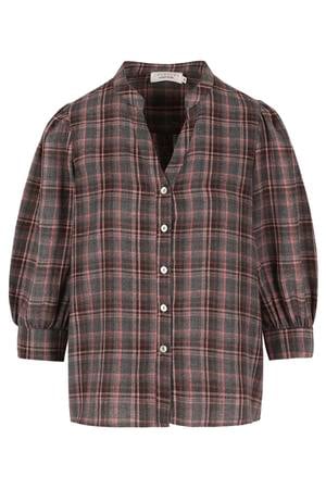 geruite blouse - grijs/roze