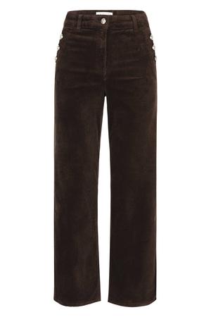 straight leg jeans met corduroy details - donkerbruin