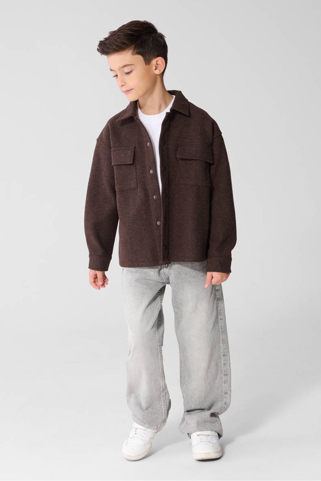 Shoeby flanel comfort fit overshirt - bruin