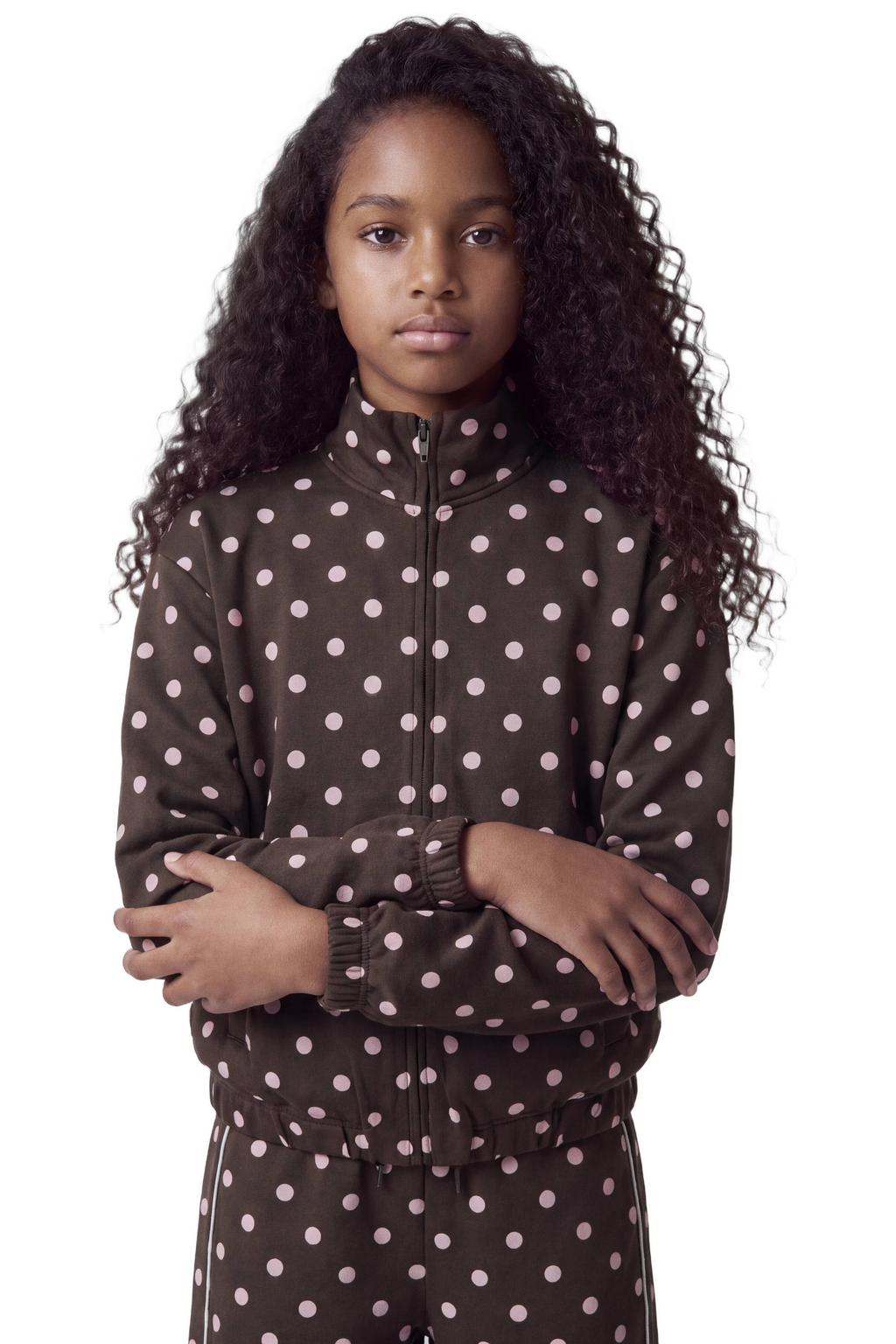 NAME IT KIDS sweatvest met stippen - donkerbruin