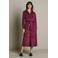 LOLALIZA fluwelen midi blousejurk - aubergine