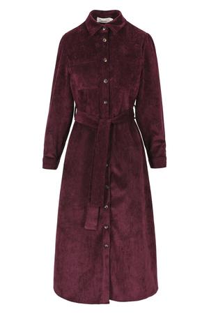 fluwelen midi blousejurk - aubergine
