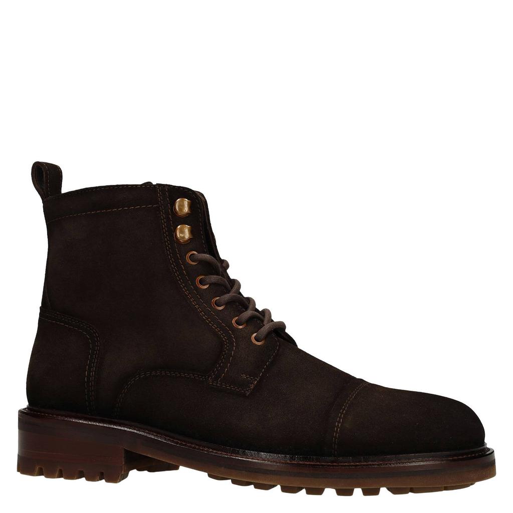 Manfield suède veterboots met profielzool - bruin