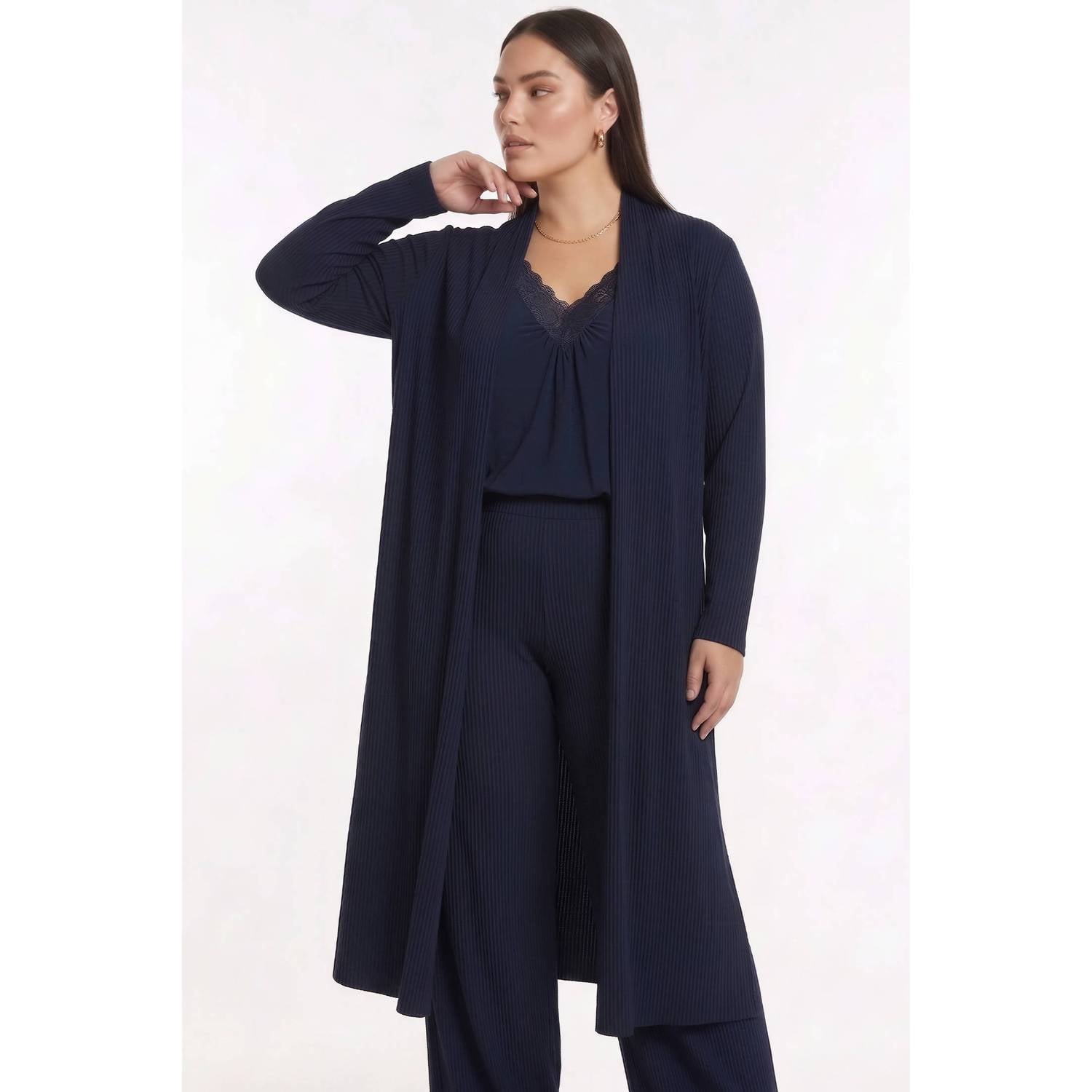 YOEK Plus Size vest blauw