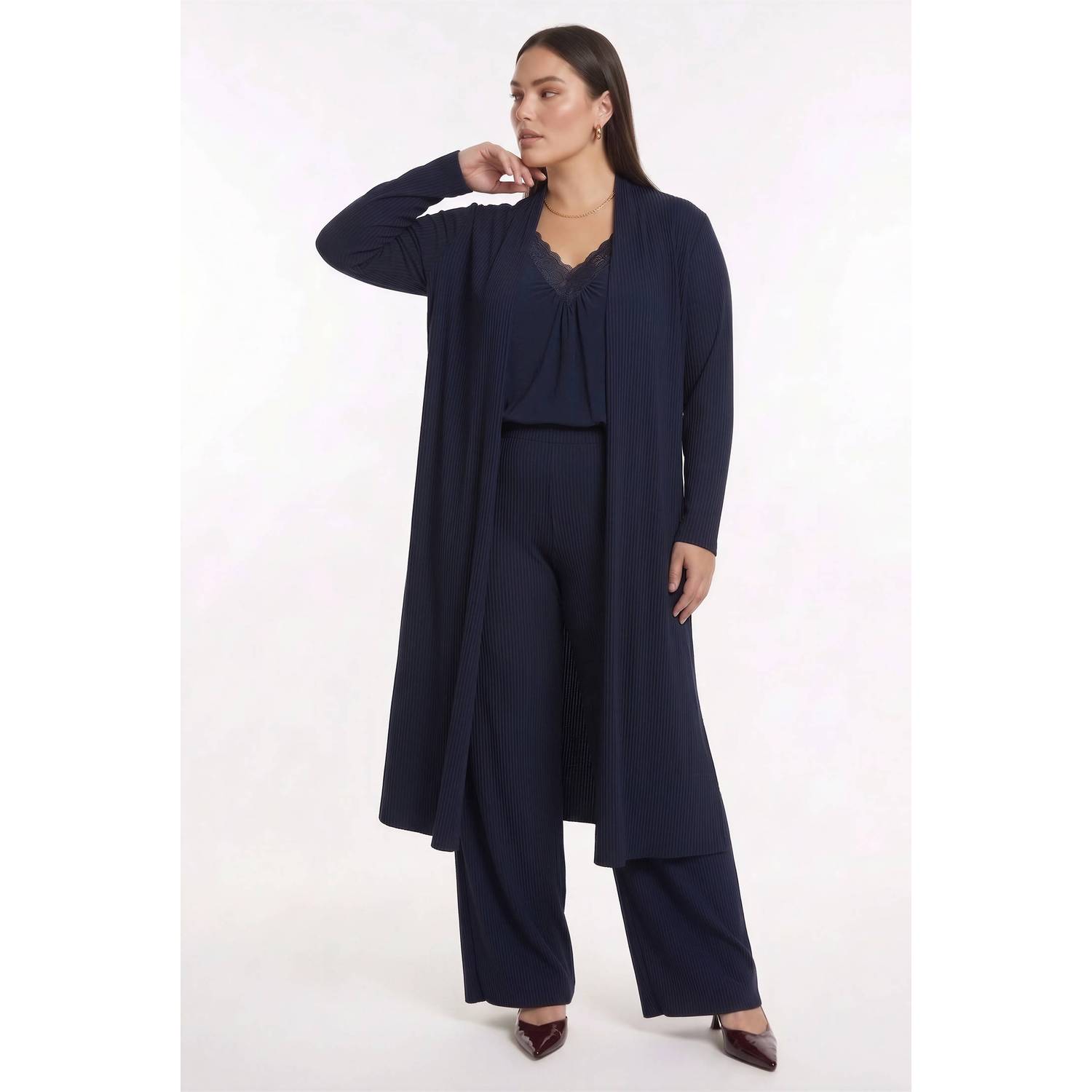 YOEK Plus Size vest blauw