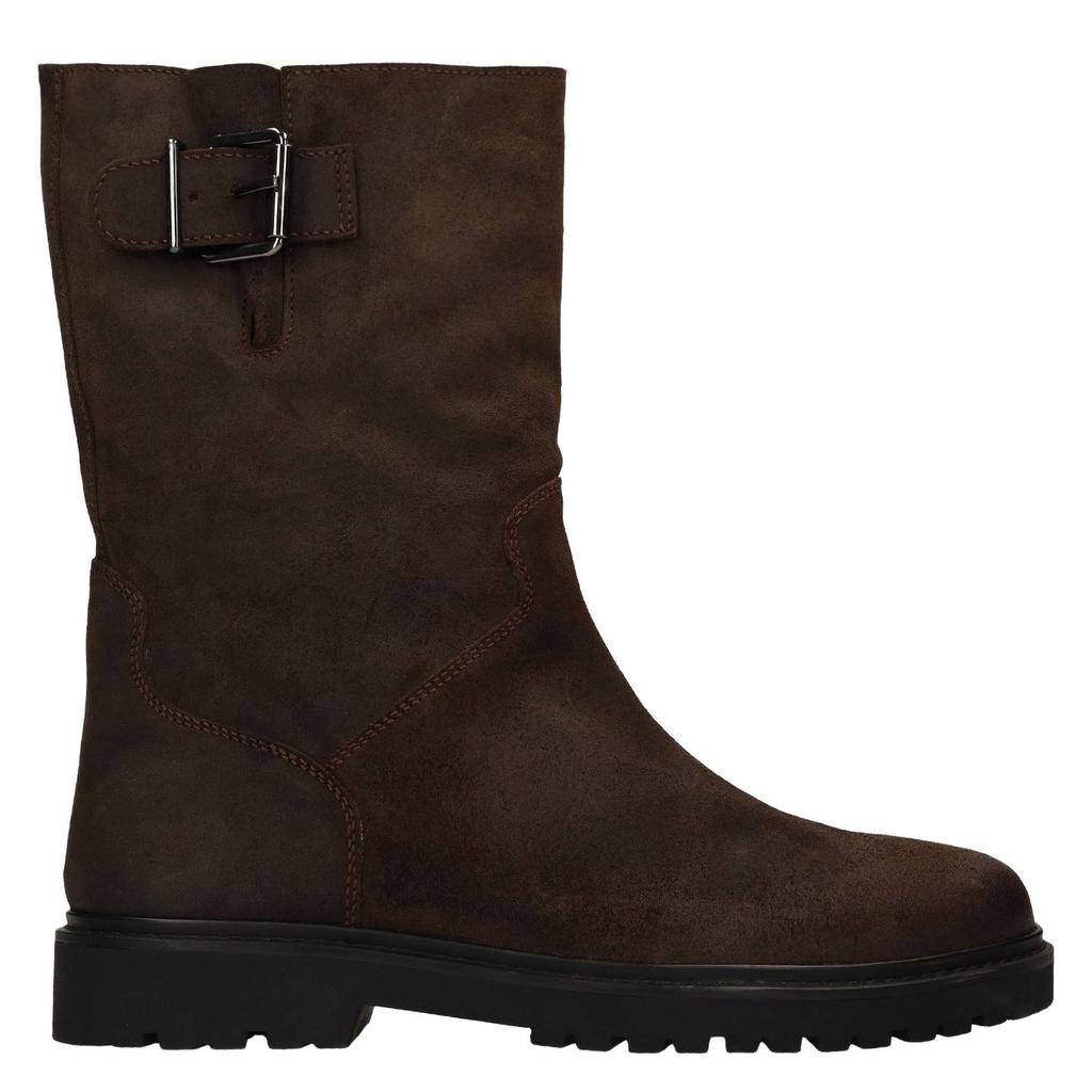 Manfield leren enkelboots met profielzool - bruin