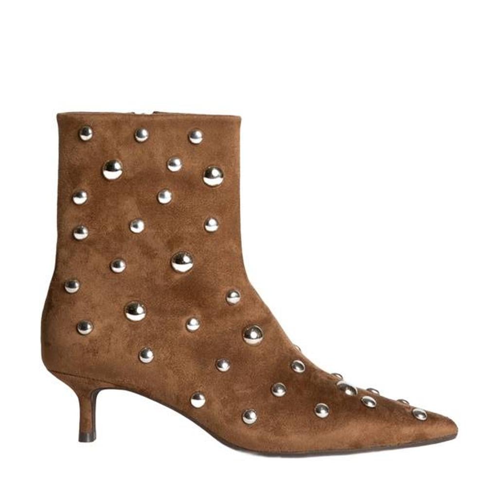 Corina suèdelook enkellaarzen met studs - camel