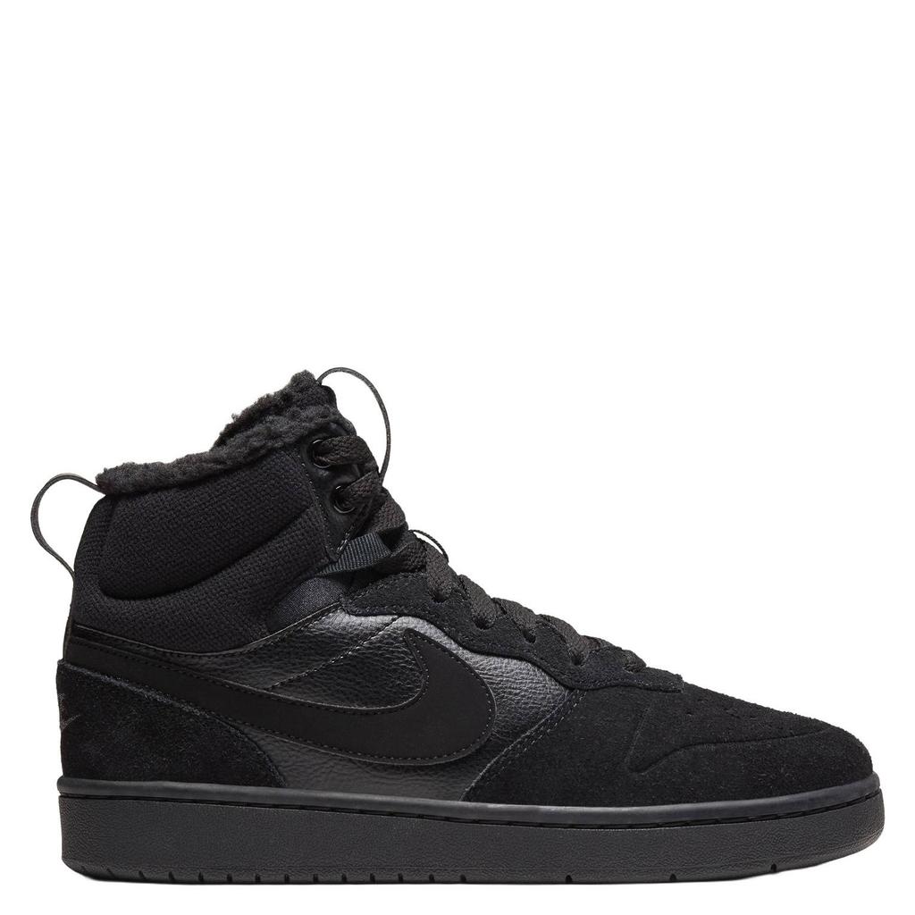 Zwarte jongens en meisjes Nike Court Borough Mid 2 leren sneakers - met veters