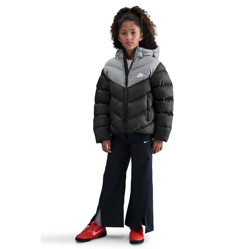 Zwart en grijze jongens en meisjes Nike van polyester met lange mouwen, capuchon en ritssluiting