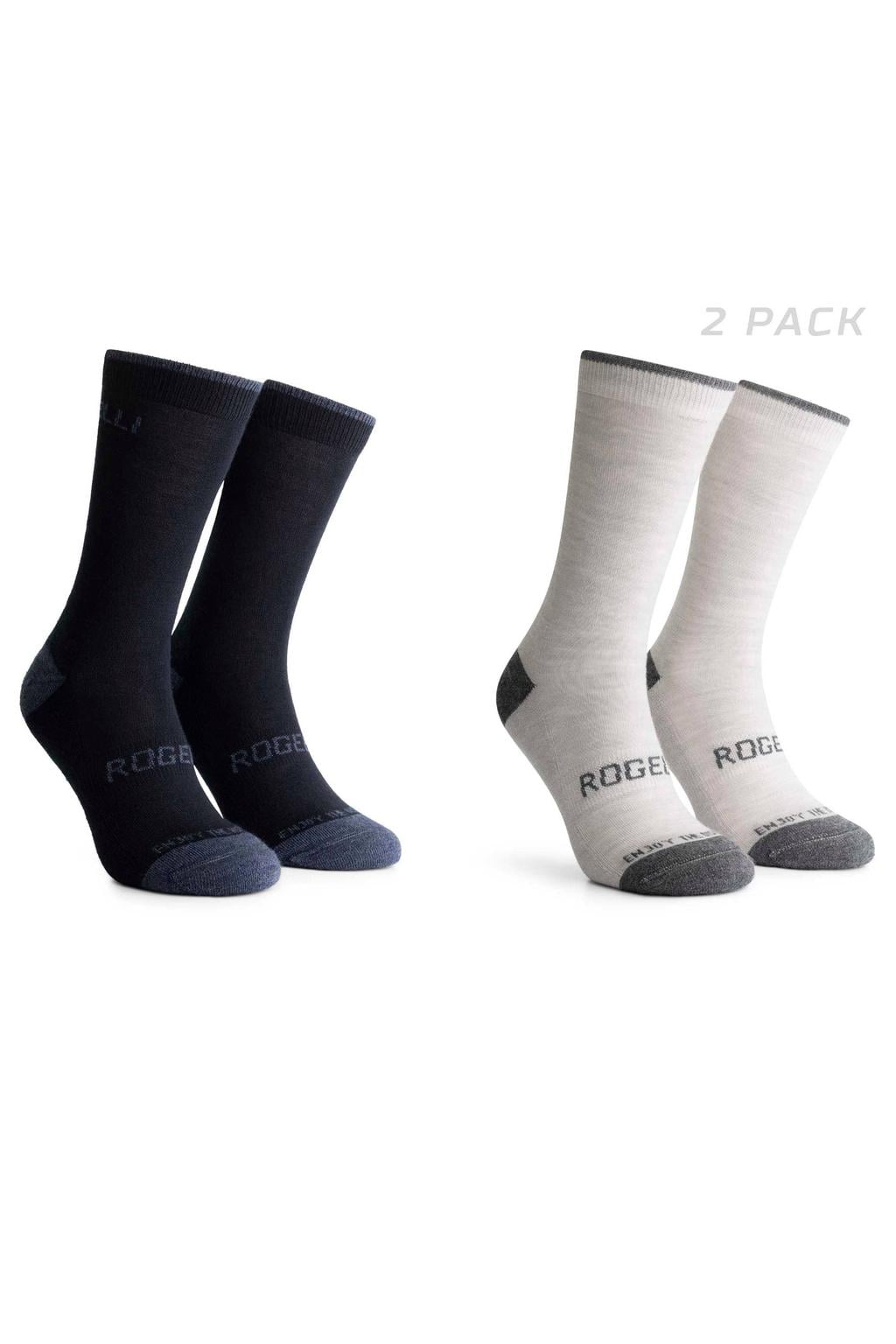 Rogelli 2-Pack Merino Wol Winter Fietssokken - Donkerblauw/Taupe