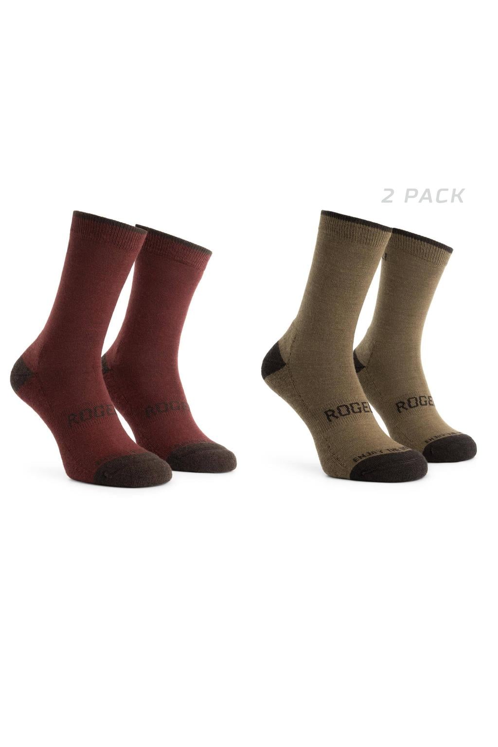 Rogelli 2-Pack Merino Wol Winter Fietssokken - Bordeaux/Bruin