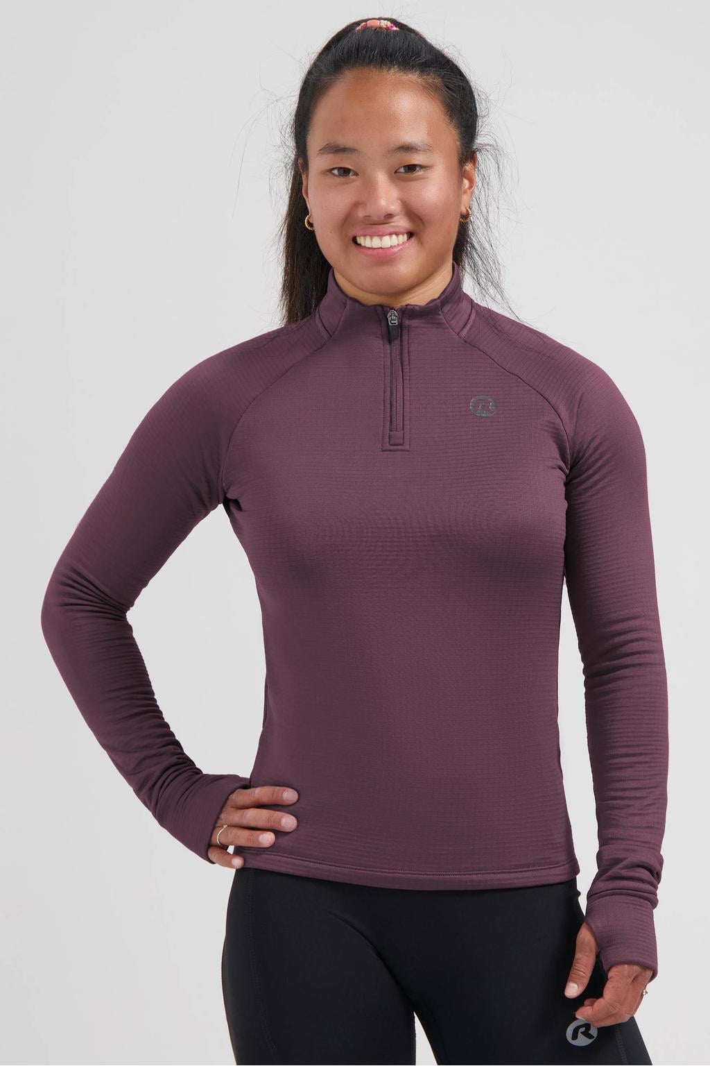 Rogelli Hardloopshirt Lange Mouw Essential Aubergine