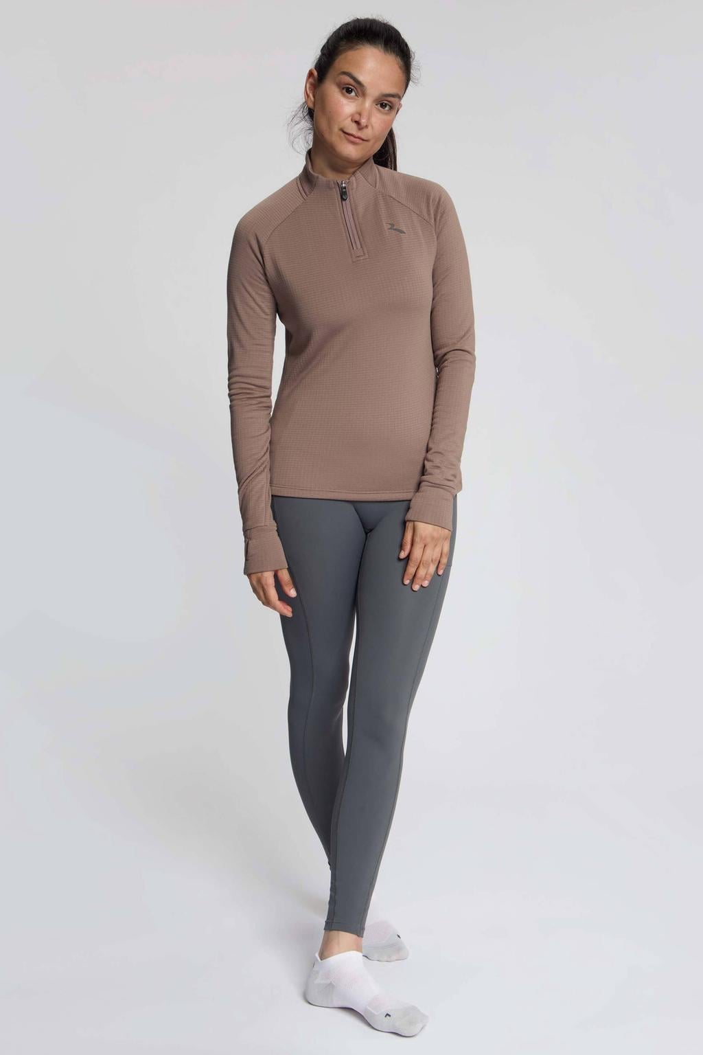 Rogelli Hardloopshirt Lange Mouw Essential Mokka