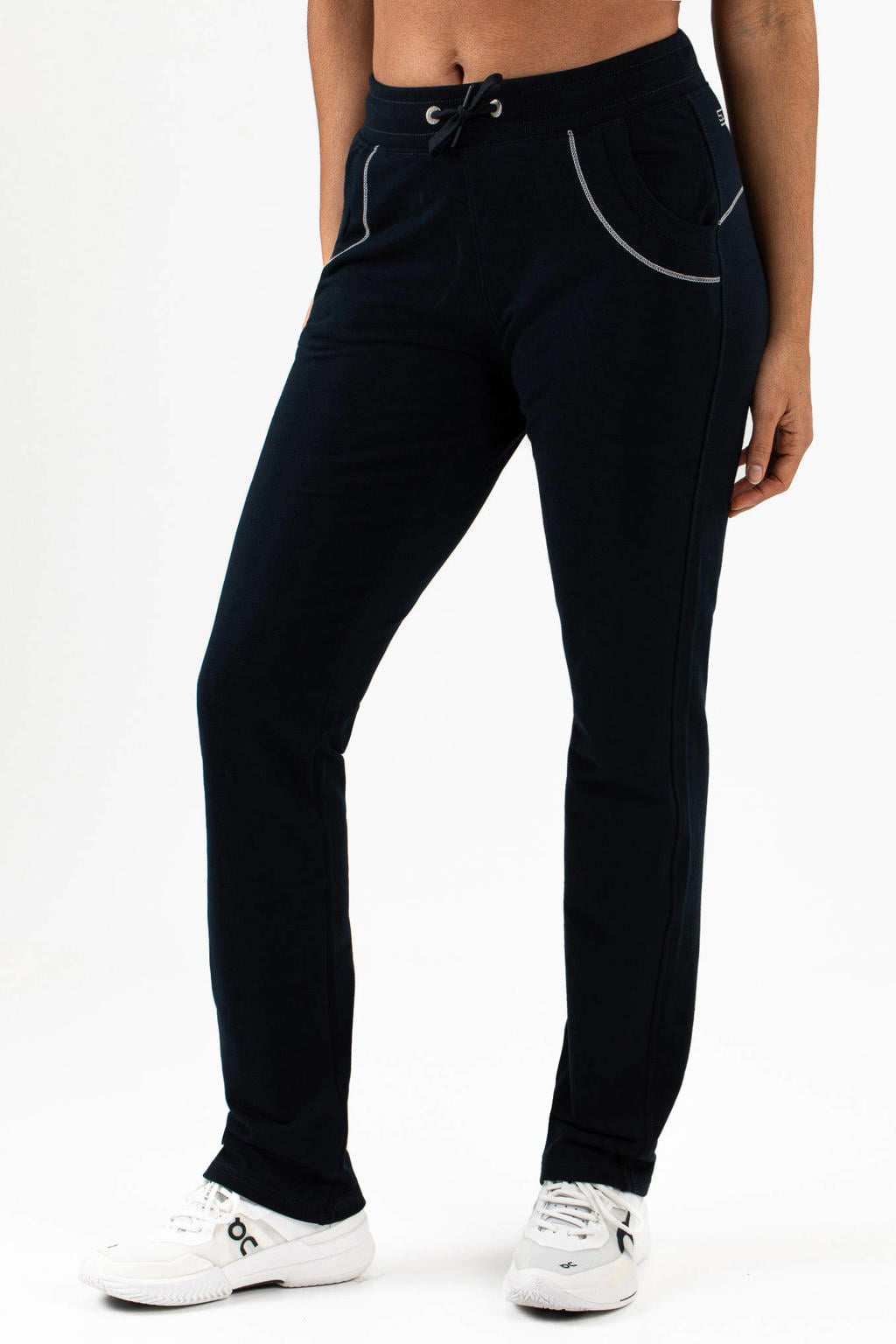 Marineblauw dames Sjeng Sports trainingsbroek Djakarta van polyester met regular fit, regular waist en effen