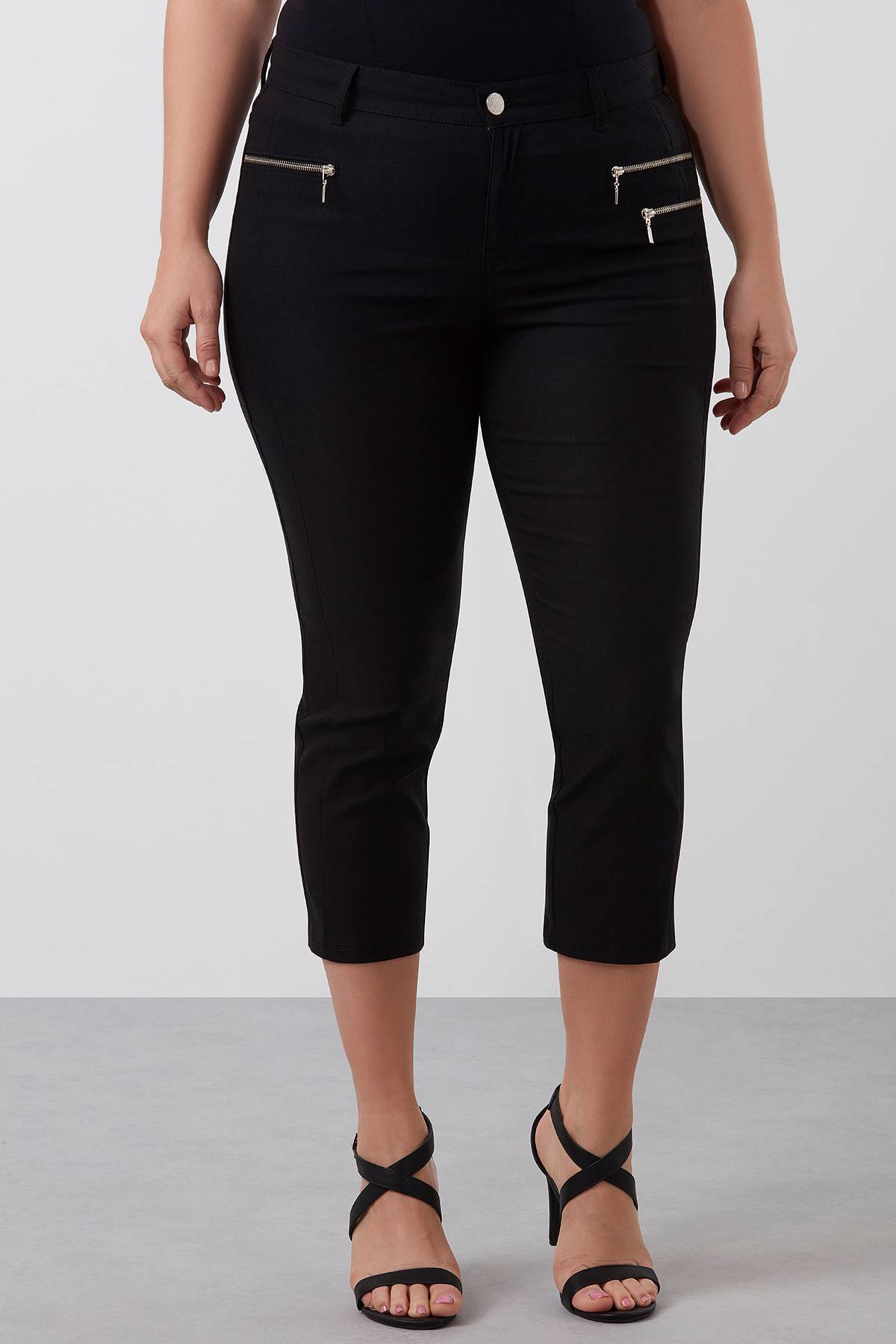 MS Mode slim fit capri met hoge taille zwart | wehkamp