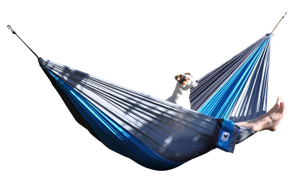 More Than Hip hangmat Single Relaxzz (290 x 145 cm), Blauw/grijs