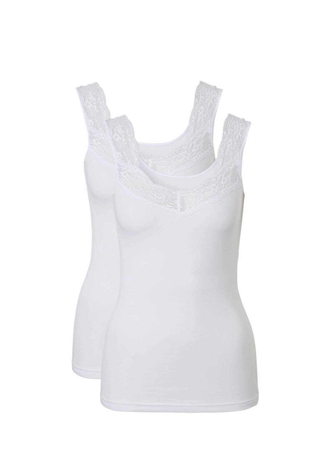 Roos Bezet Inschrijven ten Cate hemd met kant (set van 2) wit | wehkamp