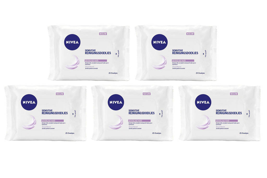 NIVEA Sensitive reinigingsdoekjes 5-pack, Alle huidtypen